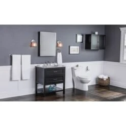 Bella Two-Piece High Efficiency Toilet With Elongated Chair Height Skirted Bowl - Includes Soft Close Seat And Wax Ring Kit -Bathroom Sales Store miseno mno490c application shot 21