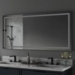 60" W X 28" H Rectangular Frameless Wall Mounted Mirror With Color Temperature Adjustable LED Lighting And Anti-fog Feature 16 60" W X 28" H Rectangular Frameless Wall Mounted Mirror With Color Temperature Adjustable LED Lighting And Anti-fog Feature -Bathroom Sales Store miseno mno6028ledr alternate image 47
