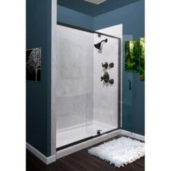 Purify 69" High X 48" Wide Semi-Framed Pivot Shower Door With Clear Glass And H2OFF™ Technology -Bathroom Sales Store miseno msdc4869 side view 52