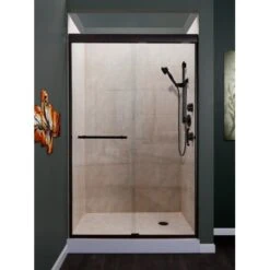 Azul 72" High X 48" Wide Semi-Framed Sliding Shower Door With Clear Glass And H2OFF™ Technology