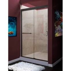 Azul 72" High X 48" Wide Semi-Framed Sliding Shower Door With Clear Glass And H2OFF™ Technology -Bathroom Sales Store miseno msdc4872 side view 7