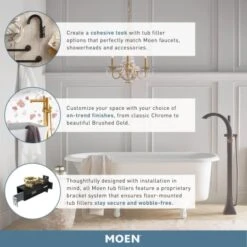 Moen Cia Floor Mounted Tub Filler With Built-In Diverter - Includes Hand Shower -Bathroom Sales Store moen 615 alternate image 3