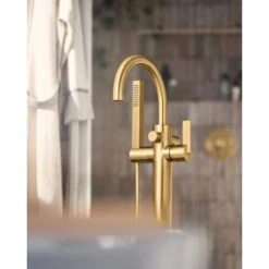 Moen Cia Floor Mounted Tub Filler With Built-In Diverter - Includes Hand Shower -Bathroom Sales Store moen 615 alternate image 5