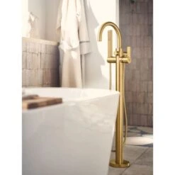 Moen Cia Floor Mounted Tub Filler With Built-In Diverter - Includes Hand Shower -Bathroom Sales Store moen 615 alternate image 8