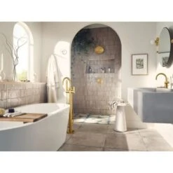 Moen Cia Floor Mounted Tub Filler With Built-In Diverter - Includes Hand Shower -Bathroom Sales Store moen 615 alternate image 9