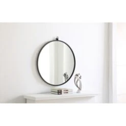 Eternity 24" Diameter Circular Metal Framed Wall Mirror With Decorative Hook -Bathroom Sales Store mr4051bk 3