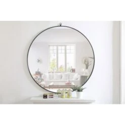 Eternity 48" Diameter Circular Metal Framed Wall Mirror With Decorative Hook 37 Eternity 48" Diameter Circular Metal Framed Wall Mirror With Decorative Hook -Bathroom Sales Store mr4067bk 2