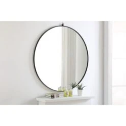 Eternity 48" Diameter Circular Metal Framed Wall Mirror With Decorative Hook 38 Eternity 48" Diameter Circular Metal Framed Wall Mirror With Decorative Hook -Bathroom Sales Store mr4067bk 3