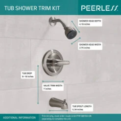 Pressure Balanced Tub And Shower Trim Package With Single Function Shower Head Less Rough-In Valve - Lifetime Limited Warranty -Bathroom Sales Store peerless ptt188753 alternate image 270
