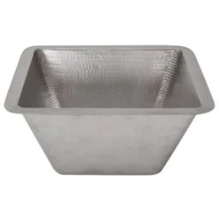 15" Undermount Square Single Basin Nickel Plated Copper Bar Sink With 2" Drain Opening