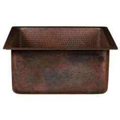 16" Undermount Square Single Basin Copper Bar Sink