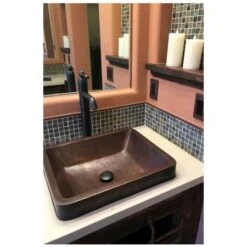 19" Rectangular Copper Vessel Bathroom Sink -Bathroom Sales Store premier copper products vrec19skdb alternate image 2142