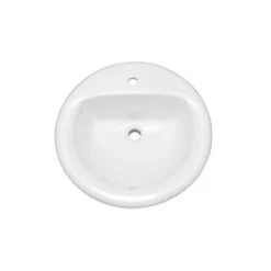 Rockaway 19" Circular Vitreous China Drop In Bathroom Sink With Overflow And 1 Faucet Hole At 0" Centers