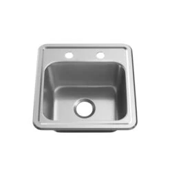 Bealeton 15" Rectangular Stainless Steel Drop In Bar Sink With 2 Faucet Holes At 4" Centers