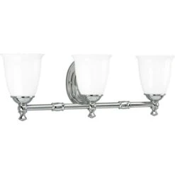 Victorian 3 Light Bathroom Vanity Light With Opal Glass Shades - 25" Wide