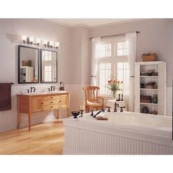 Victorian 3 Light Bathroom Vanity Light With Opal Glass Shades - 25" Wide -Bathroom Sales Store progress lighting p3029 application image 154