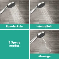 Hansgrohe Pulsify 1.75 GPM Multi Function Hand Shower Set With Hose And Shower Arm Mount -Bathroom Sales Store pulsify infograph 3