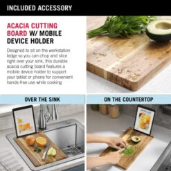 Delta Lorelai 25” Workstation Kitchen Sink Top Mount Drop-In 16 Gauge Stainless Steel Single Bowl With WorkFlow Ledge And Accessories -Bathroom Sales Store rhn3svsk43quqydieefa