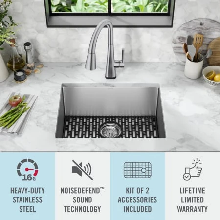 Delta Lenta 23” Undermount 16 Gauge Stainless Steel Single Bowl Kitchen Sink With Accessories 5 Delta Lenta 23” Undermount 16 Gauge Stainless Steel Single Bowl Kitchen Sink With Accessories - Image 3