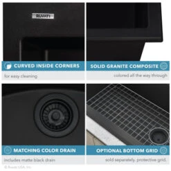 EpiGranite 30" Undermount Single Basin Granite Composite Kitchen Sink -Bathroom Sales Store ruvati rvg1030 alternate image 193