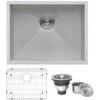 Nesta 23" Undermount Single Basin 16 Gauge Stainless Steel Kitchen Sink With Basin Rack And Basket Strainer -Bathroom Sales Store ruvati rvh7100 6014368