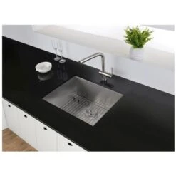 Nesta 23" Undermount Single Basin 16 Gauge Stainless Steel Kitchen Sink With Basin Rack And Basket Strainer -Bathroom Sales Store ruvati rvh7100 alternate image 496