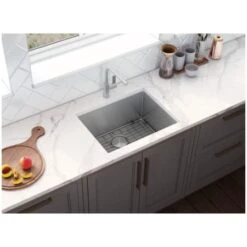 Gravena 21" Undermount Single Basin Stainless Steel Bar Sink With Basin Rack And Basket Strainer -Bathroom Sales Store ruvati rvh7121 alternate image 584