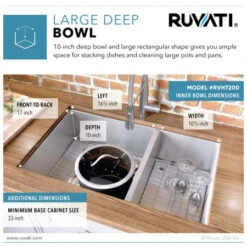 Nesta 29" Undermount Double Basin 16 Gauge Stainless Steel Kitchen Sink With 2 Basin Racks And 2 Basket Strainers -Bathroom Sales Store ruvati rvh7200 alternate image 624
