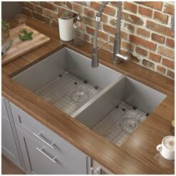 Nesta 29" Undermount Double Basin 16 Gauge Stainless Steel Kitchen Sink With 2 Basin Racks And 2 Basket Strainers -Bathroom Sales Store ruvati rvh7200 alternate image 625