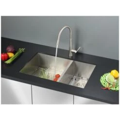 Nesta 29" Undermount Double Basin 16 Gauge Stainless Steel Kitchen Sink With 2 Basin Racks And 2 Basket Strainers -Bathroom Sales Store ruvati rvh7200 alternate image 631