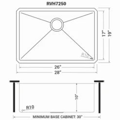 Gravena 28" Undermount Single Basin 16 Gauge Stainless Steel Kitchen Sink With Basin Rack And Basket Strainer -Bathroom Sales Store ruvati rvh7250 alternate image 644