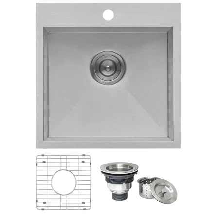 Tirana 18" Drop In Single Basin Stainless Steel Bar Sink With Basin Rack And Basket Strainer 3 Tirana 18" Drop In Single Basin Stainless Steel Bar Sink With Basin Rack And Basket Strainer
