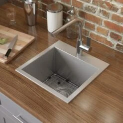 Tirana 18" Drop In Single Basin Stainless Steel Bar Sink With Basin Rack And Basket Strainer 8 Tirana 18" Drop In Single Basin Stainless Steel Bar Sink With Basin Rack And Basket Strainer -Bathroom Sales Store ruvati rvh8118 alternate image 252