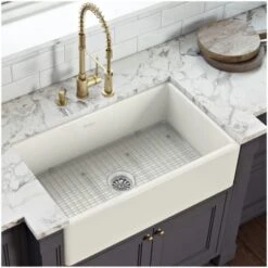 Fiamma 30" Farmhouse Single Basin Fireclay Kitchen Sink With Sound Dampening -Bathroom Sales Store ruvati rvl2100 alternate image 1479