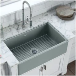 Fiamma 30" Farmhouse Single Basin Fireclay Kitchen Sink With Sound Dampening -Bathroom Sales Store ruvati rvl2100 alternate image 1483