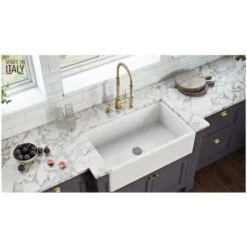 Fiamma 30" Farmhouse Single Basin Fireclay Kitchen Sink With Sound Dampening -Bathroom Sales Store ruvati rvl2100 alternate image 1489