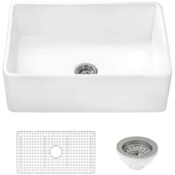 Fiamma 30" Farmhouse Single Basin Fireclay Kitchen Sink With Sound Dampening