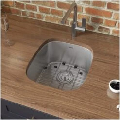 Parmi 15-3/4" Undermount Single Basin 16 Gauge Stainless Steel Kitchen Sink With Basin Rack And Basket Strainer -Bathroom Sales Store ruvati rvm4110 alternate image 1538