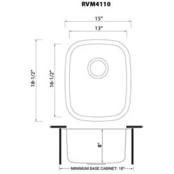 Parmi 15-3/4" Undermount Single Basin 16 Gauge Stainless Steel Kitchen Sink With Basin Rack And Basket Strainer -Bathroom Sales Store ruvati rvm4110 alternate image 1547