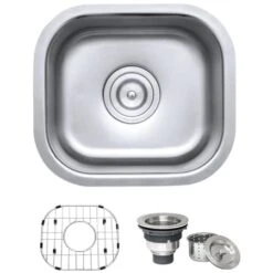 Parmi 13" Undermount Single Basin 16 Gauge Stainless Steel Kitchen Sink With Basin Rack And Basket Strainer