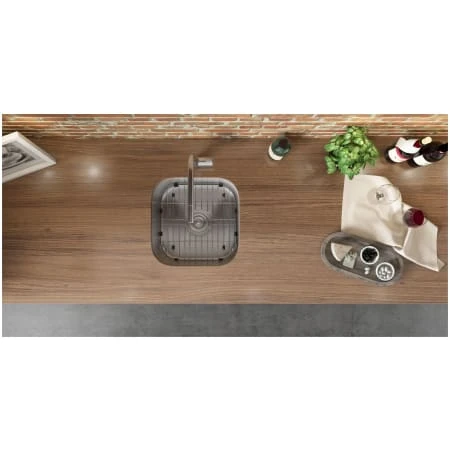 Parmi 16" Undermount Single Basin 16 Gauge Stainless Steel Kitchen Sink With Basin Rack And Basket Strainer 9 Parmi 16" Undermount Single Basin 16 Gauge Stainless Steel Kitchen Sink With Basin Rack And Basket Strainer - Image 7