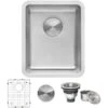 Modena 15" Undermount Single Basin Stainless Steel Bar Sink With Basin Rack And Basket Strainer -Bathroom Sales Store ruvati rvm5815 6014368