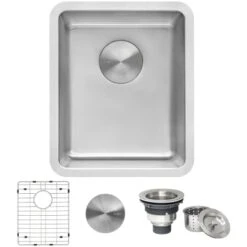 Modena 15" Undermount Single Basin Stainless Steel Bar Sink With Basin Rack And Basket Strainer