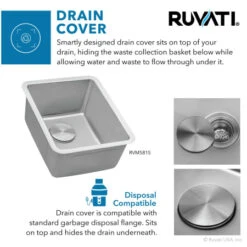 Modena 15" Undermount Single Basin Stainless Steel Bar Sink With Basin Rack And Basket Strainer -Bathroom Sales Store ruvati rvm5815 alternate image 1854