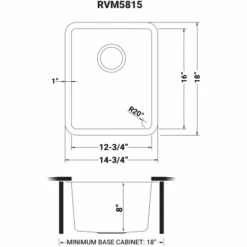 Modena 15" Undermount Single Basin Stainless Steel Bar Sink With Basin Rack And Basket Strainer -Bathroom Sales Store ruvati rvm5815 alternate image 1858