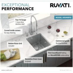 Modena 12" Undermount Single Basin Stainless Steel Bar Sink With Basin Rack And Basket Strainer -Bathroom Sales Store ruvati rvm5912 alternate image 1870
