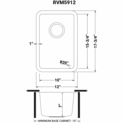 Modena 12" Undermount Single Basin Stainless Steel Bar Sink With Basin Rack And Basket Strainer -Bathroom Sales Store ruvati rvm5912 alternate image 1876