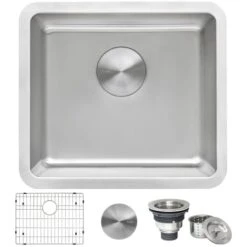 Modena 18" Undermount Single Basin Stainless Steel Bar Sink With Basin Rack And Basket Strainer