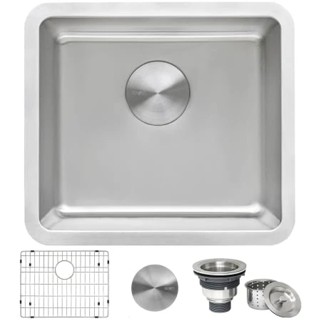 Modena 18" Undermount Single Basin Stainless Steel Bar Sink With Basin Rack And Basket Strainer 3 Modena 18" Undermount Single Basin Stainless Steel Bar Sink With Basin Rack And Basket Strainer