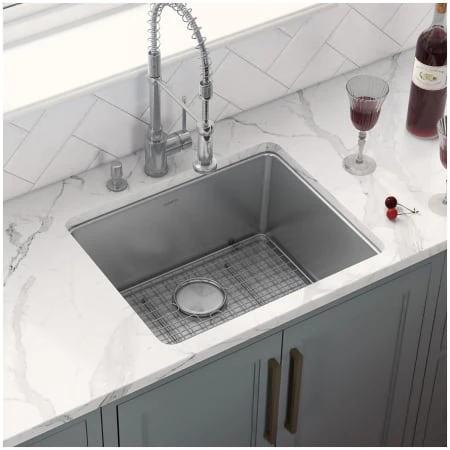 Modena 18" Undermount Single Basin Stainless Steel Bar Sink With Basin Rack And Basket Strainer 4 Modena 18" Undermount Single Basin Stainless Steel Bar Sink With Basin Rack And Basket Strainer - Image 2